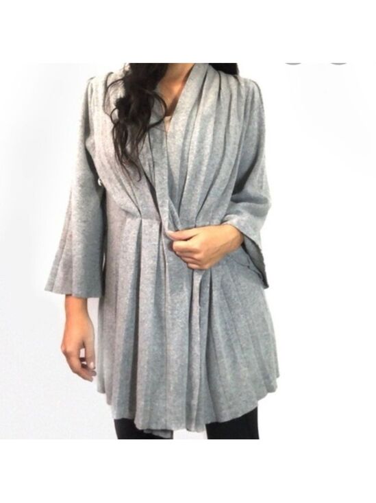 Anthropologie Sweaters - Anthropologie Moth Puckered and Pleated Cardigan Grey Small Angora Rabbit Wool